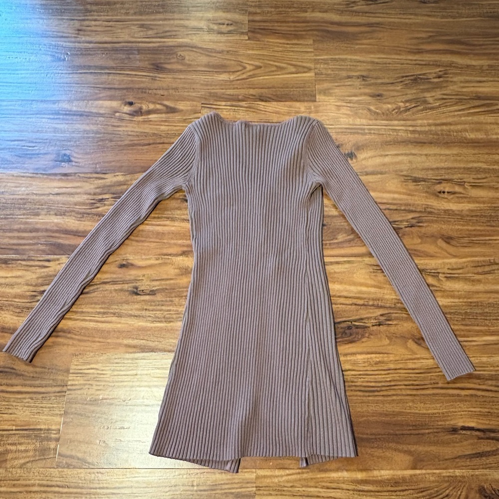 Brown Ribbed Cardigan - Picture 5 of 7
